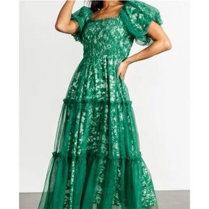 Baltic Born Green Doria Tulle Floral Maxi Dress